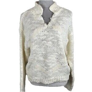 VTG Plums & Pearls Angora Wool Blend Women’s Sweater LARGE Chunky Open Weave